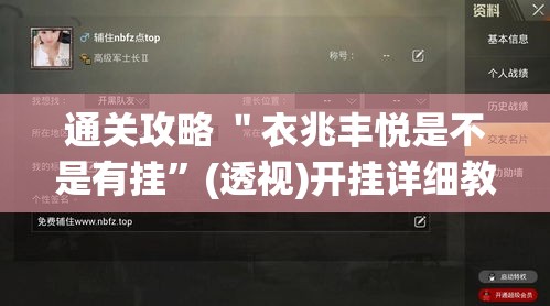 通关攻略 ＂衣兆丰悦是不是有挂”(透视)开挂详细教程