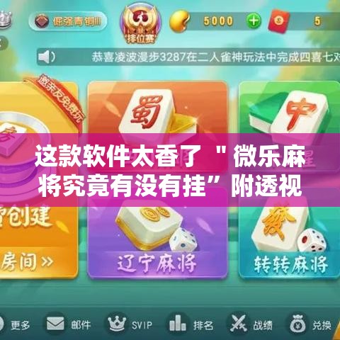 这款软件太香了 ＂微乐麻将究竟有没有挂”附透视挂详细教程