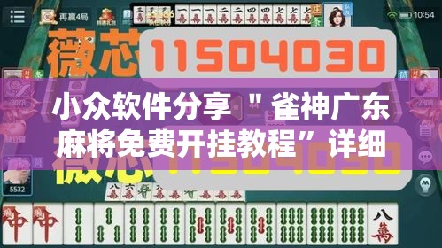 小众软件分享 ＂雀神广东麻将免费开挂教程	”详细开挂安装教程