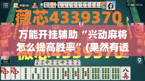 万能开挂辅助“兴动麻将怎么提高胜率”(果然有透视挂)