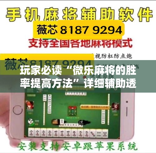 玩家必读“微乐麻将的胜率提高方法”详细辅助透视