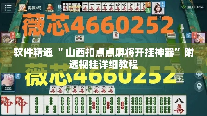 软件精通 ＂山西扣点点麻将开挂神器”附透视挂详细教程