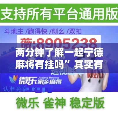 两分钟了解一起宁德麻将有挂吗”其实有开挂插件!