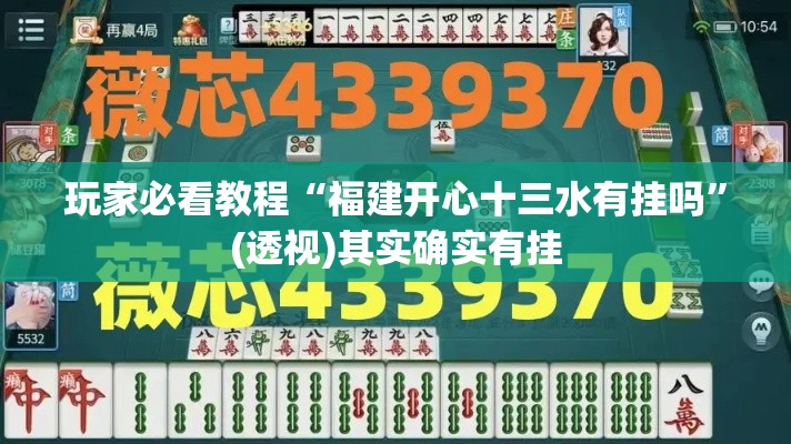 玩家必看教程“福建开心十三水有挂吗”(透视)其实确实有挂